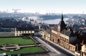 An ariel view of the central square of the Headland