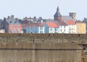 A view of the new sea barrier built on the Headland coast